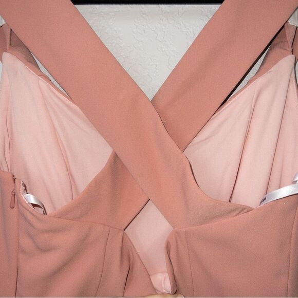 New Dessy Collection Desert Rose Off The Shoulder Criss Cross Trumpet Gown 8R‎ - Picture 5 of 9